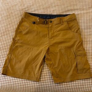 Prana stretch Zion 10” Men's Cargo Shorts.  Tumeric color
